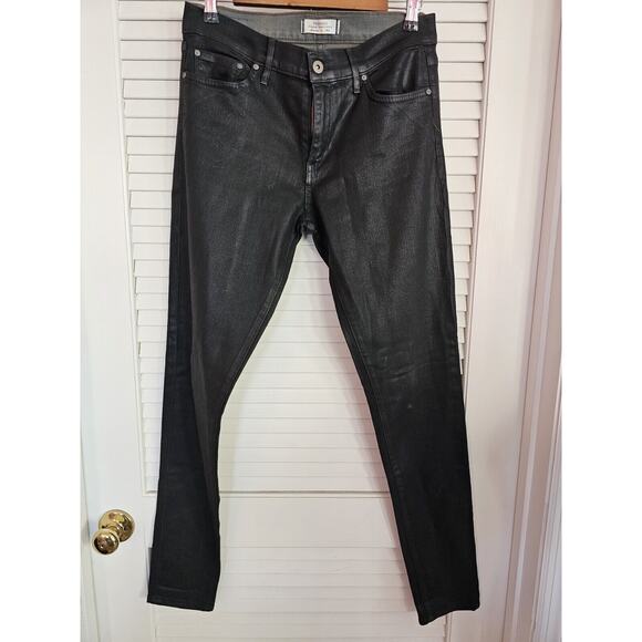 Principle Denim Innovators Black Leather Look Jeans Womens 30 Dreamer Skinny - Picture 1 of 7